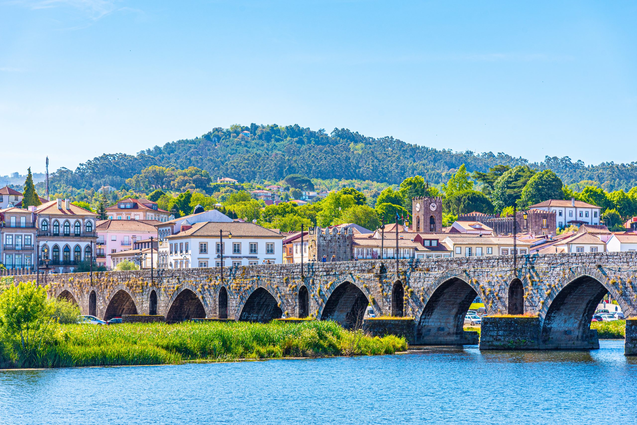 Riverside of Ponte de Lima village in Portugal